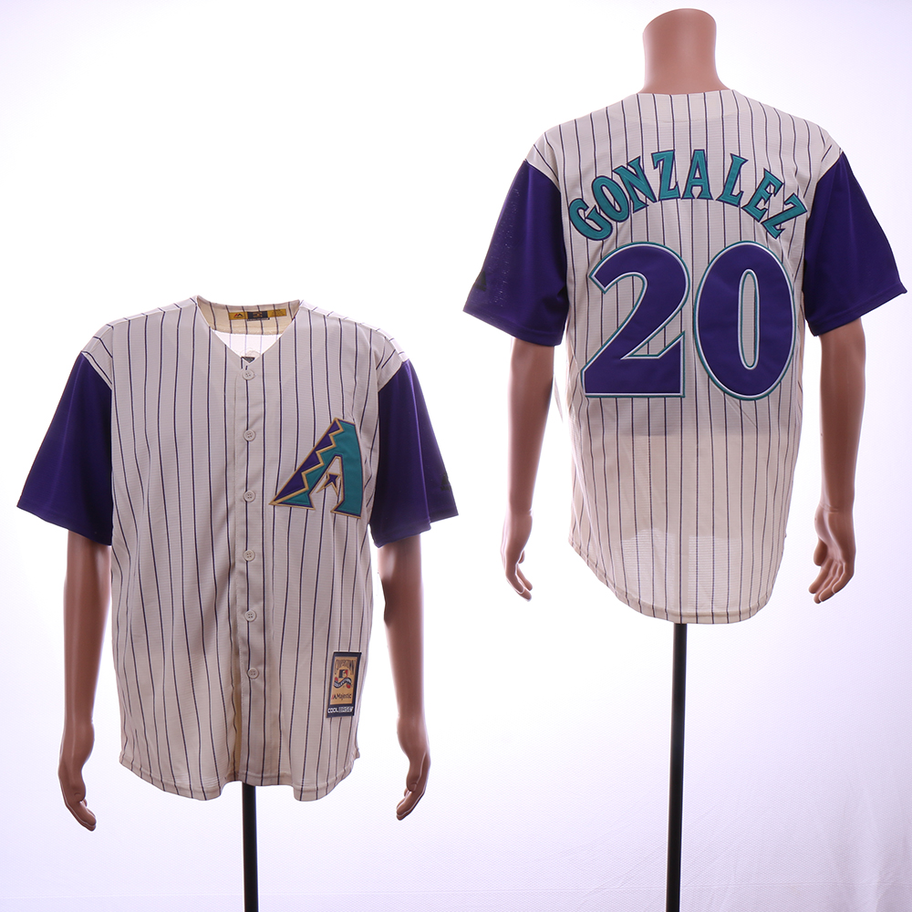 Men Arizona Diamondback #20 Gonzalez Cream Stripe MLB Jerseys